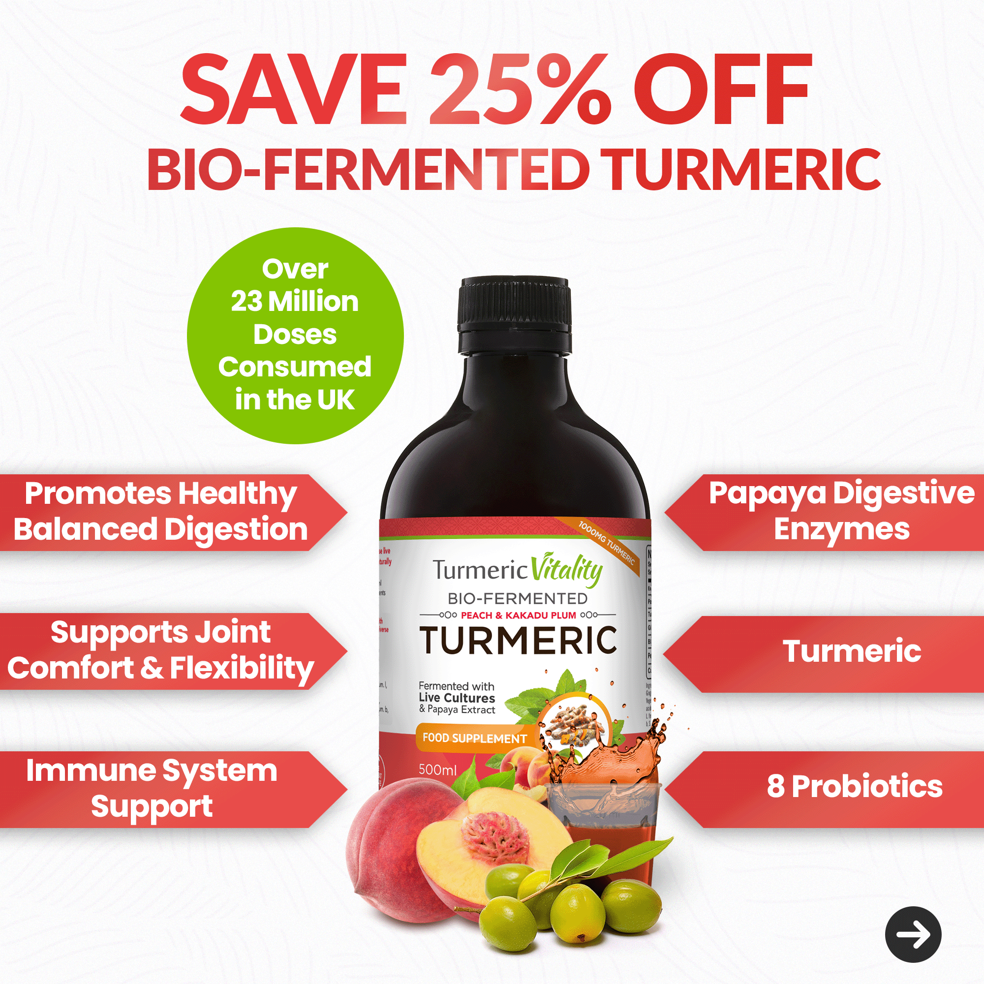 Bio-Fermented Turmeric - Peach & Kakadu Plum