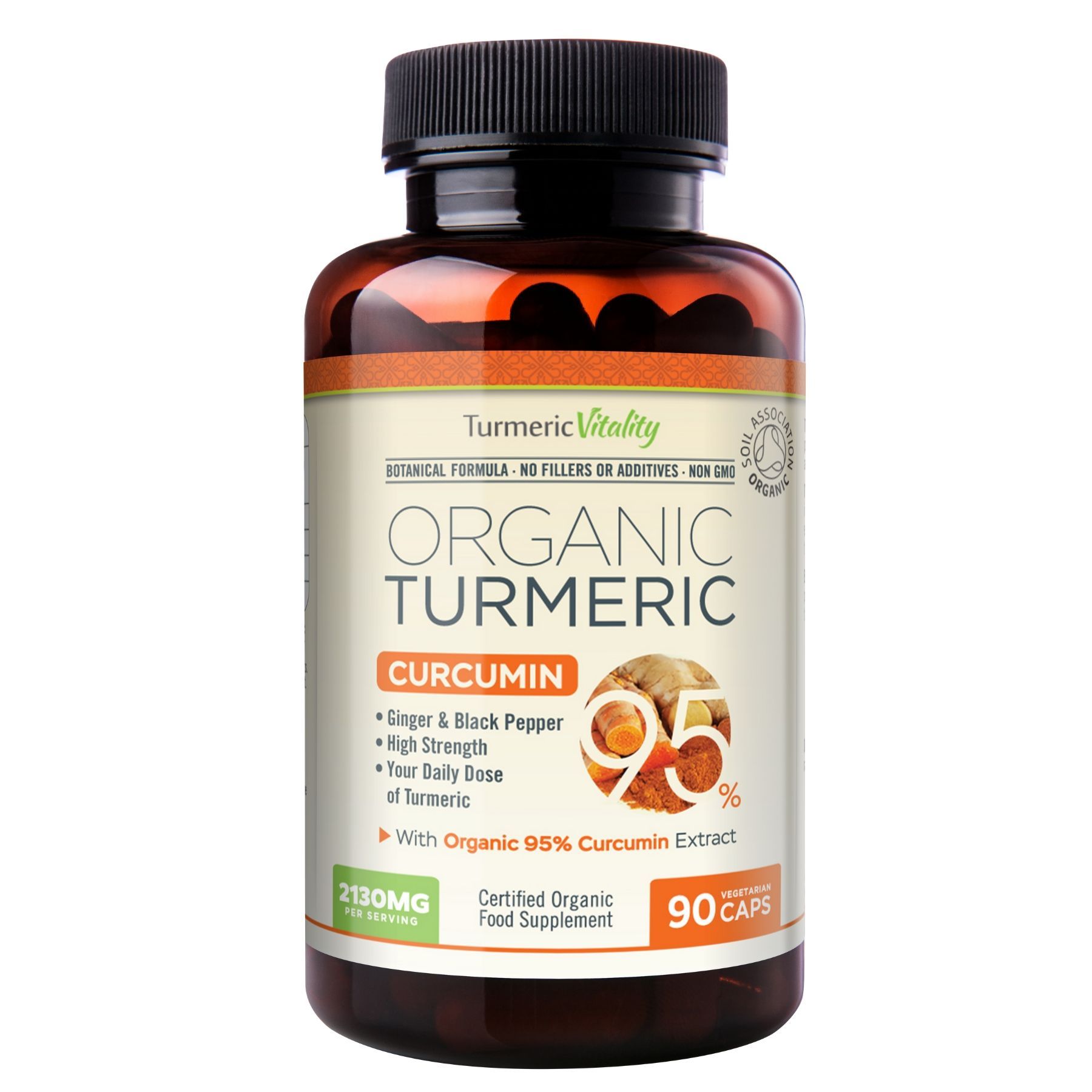 Organic Turmeric Capsules with Black Pepper and 95% Curcumin Turmeric  Vitality - Turmeric Vitality UK