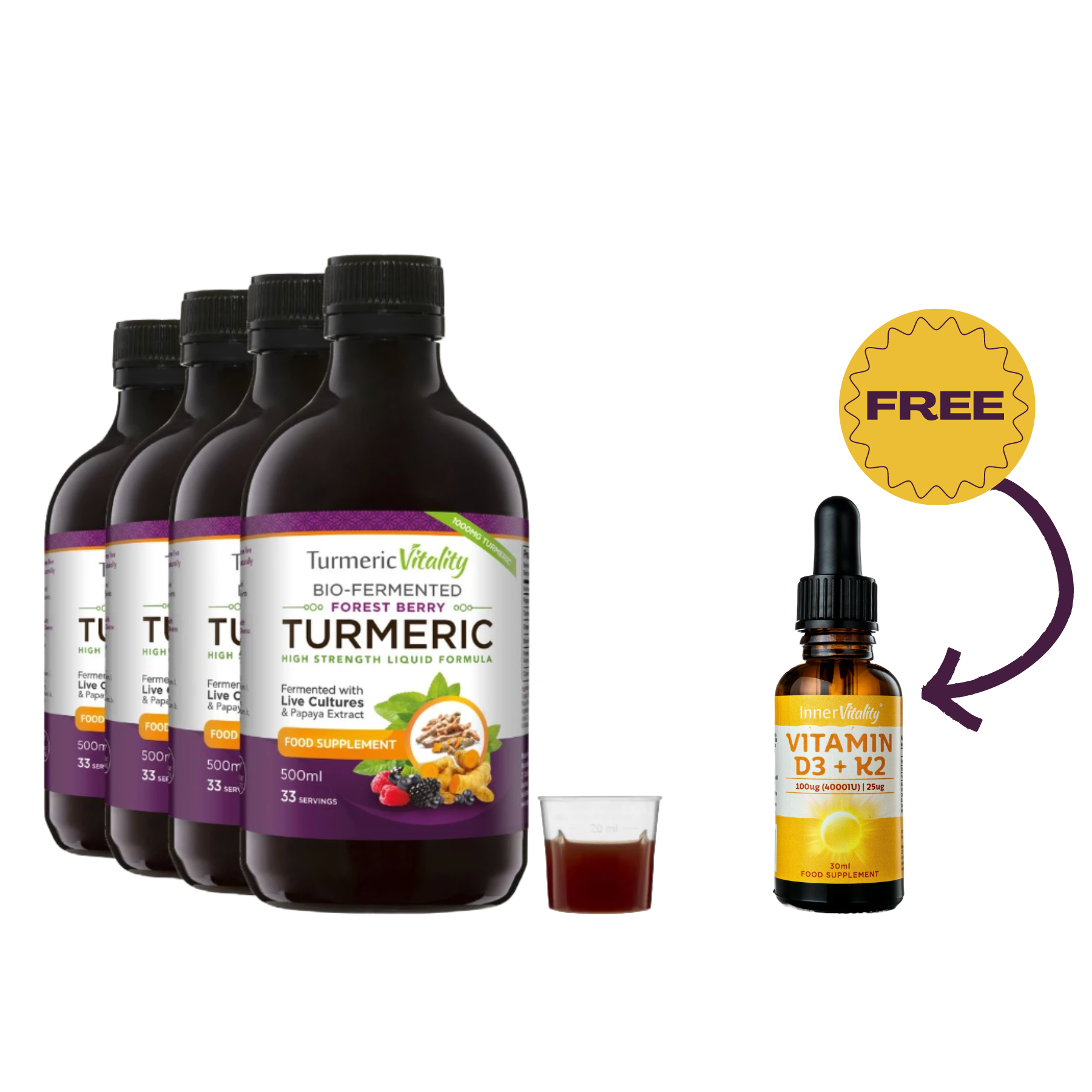 Bio-fermented Turmeric x4 with Free D3