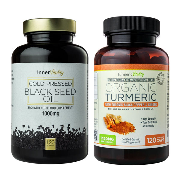 Organic Turmeric & Black Seed Oil Capsules Turmeric Vitality UK