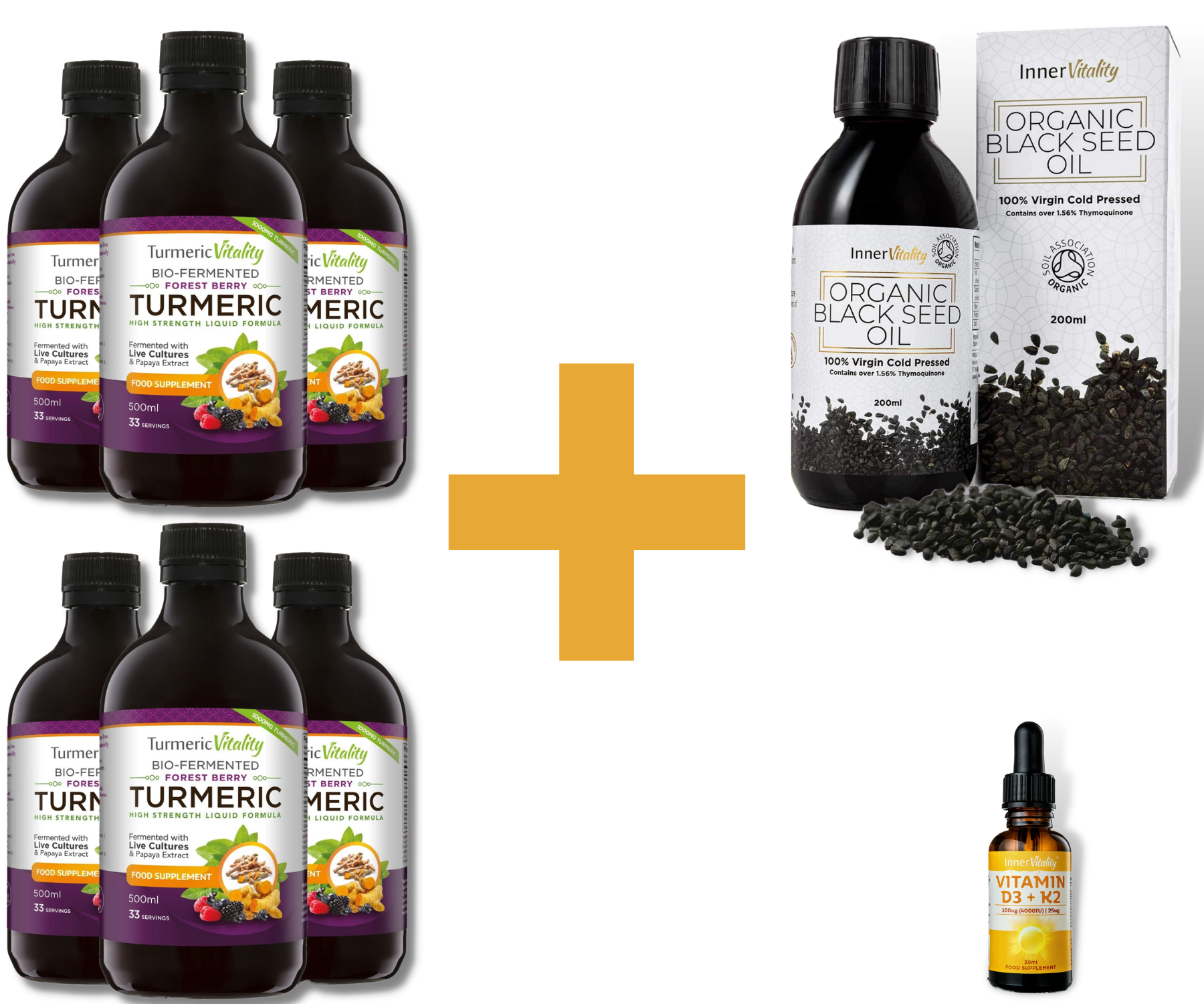 Bio-fermented Turmeric x 6 + Free Black Seed Oil & Vitamin D3